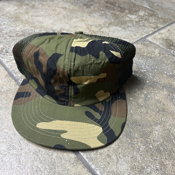 Other - VINTAGE 80s Fishing Hunting‎ Camo Brown Snapback Trucker Hat Cap USA Farm Work